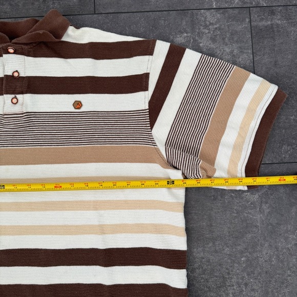 Vintage Southpole Mens XXL Striped Polo Shirt Short Sleeve Brown White Y2K - Picture 6 of 7